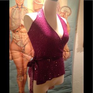 Donna Karan Collection cashmere & sequin halter M